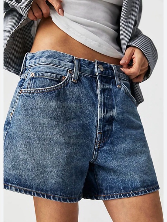 Agolde Pants - Agolde Classic Blue High-Rise Denim Shorts